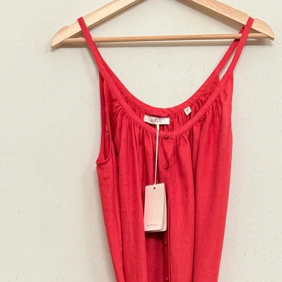 NWT DÔEN Nevita Linen Belted Midi Dress in Scarlett Size L - Picture 8 of 16